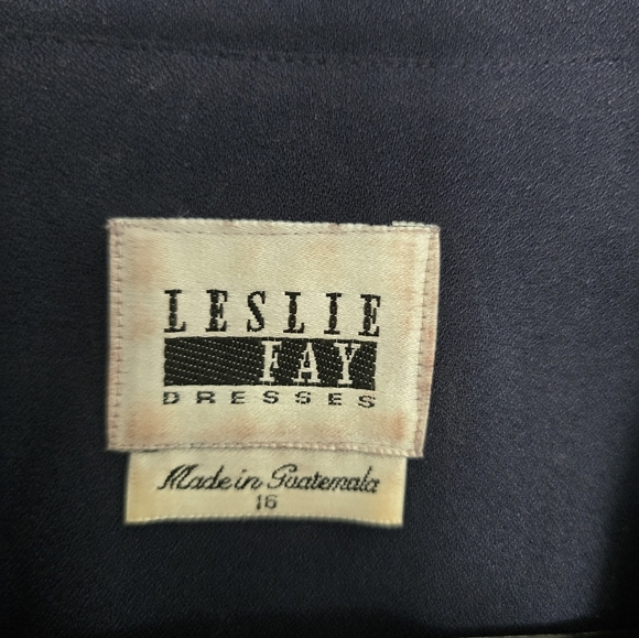 VTG Leslie Fay 2Piece Skirt Suit 16 Blue Long Sleeve Button Up Double Breasted - Picture 5 of 16